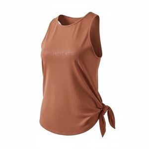 ALL IN MOTION Tank Top Womens gold  silver metallic Shirt Stretch Side Tie Sz XL